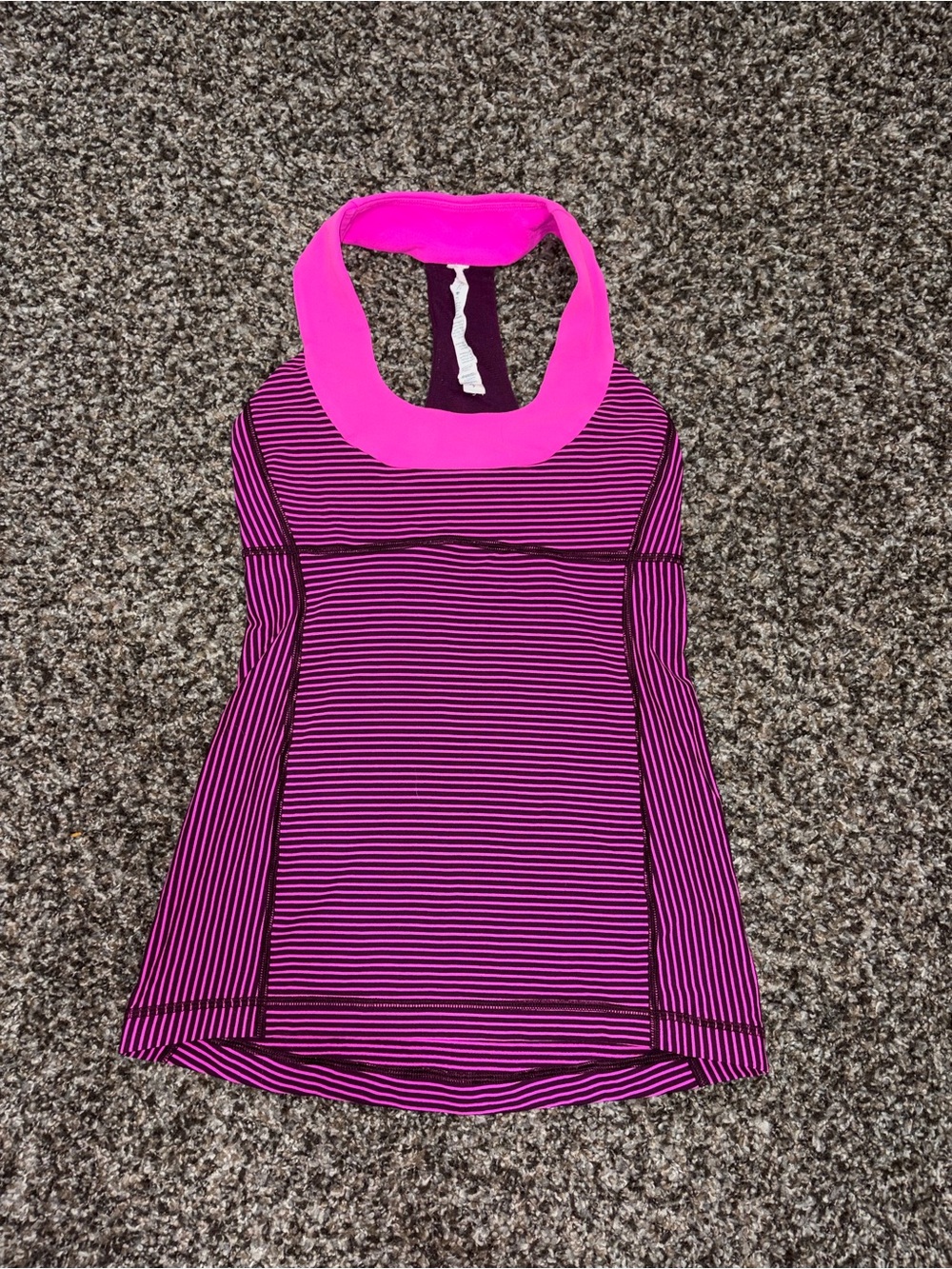 lululemon athletica Hot Pink & Black Striped Racerback Tank